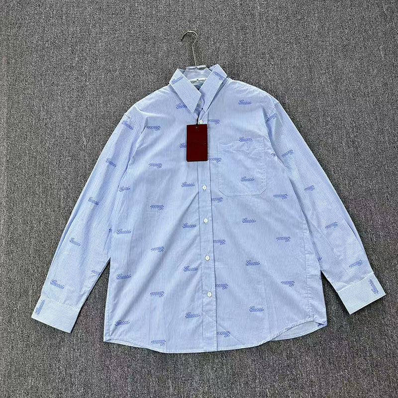 Men's Shirts Designer Luxury Long Sleeve Letter Printed Fashion Brand Athletic Casual Loose Fit Paris Street Pocket Shirt