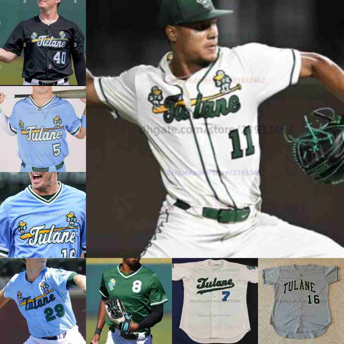 jersey Custom Tulane Green Wave Baseball Jersey - All Stitched Mens Womens Lombardi Montiel Burton Moore Cehajic Rosefrostwalk