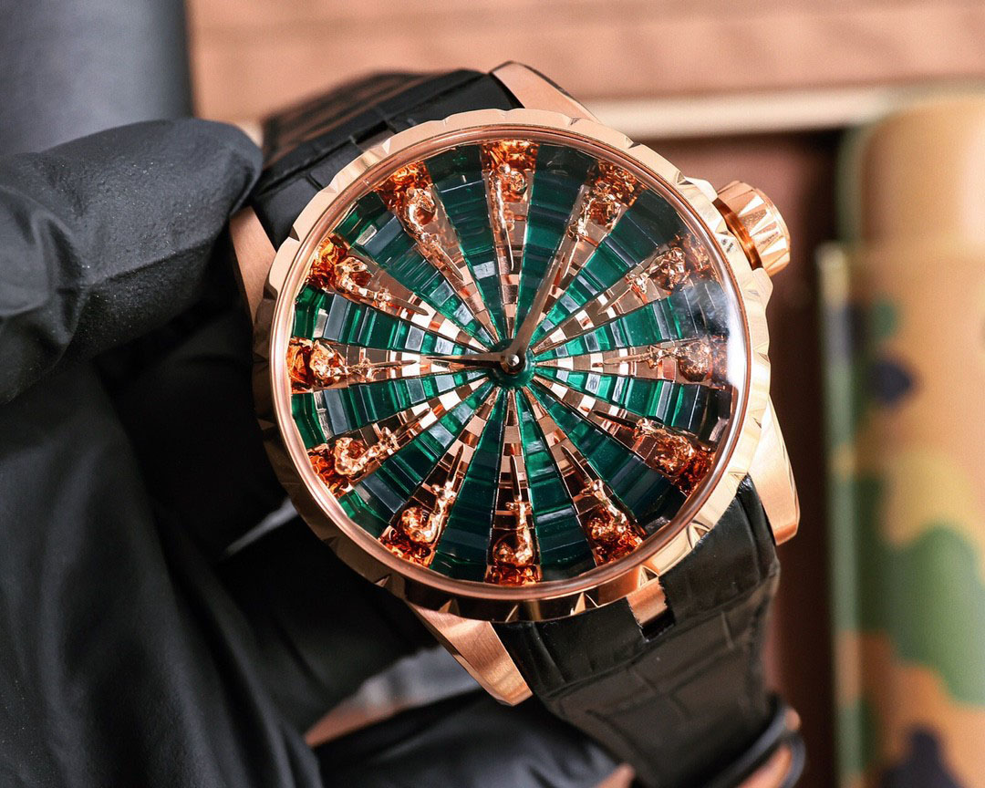 RDDBEX0684 designer watches 45mm Luxury mens watch Swiss 821 Mechanical Wristwatch 28800 vph 18k Rose Gold Case Pure blue enamel engraved dial Sapph