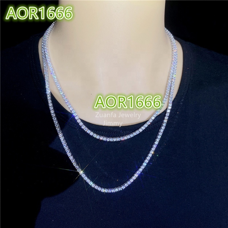 Wholesale 3MM 18IN Iced Out Top Quality White Gold Color 14k Yellow Gold Color Cubic Zircon Tennis Chain Necklace