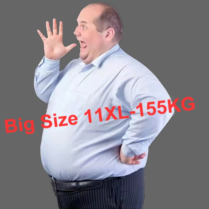 Plus Size 11XL 10XL 9XL Mens Social Shirt Long Sleeve Slim Fit Business Classic Basic White Formal Dress Shirts Man Clothes 250804