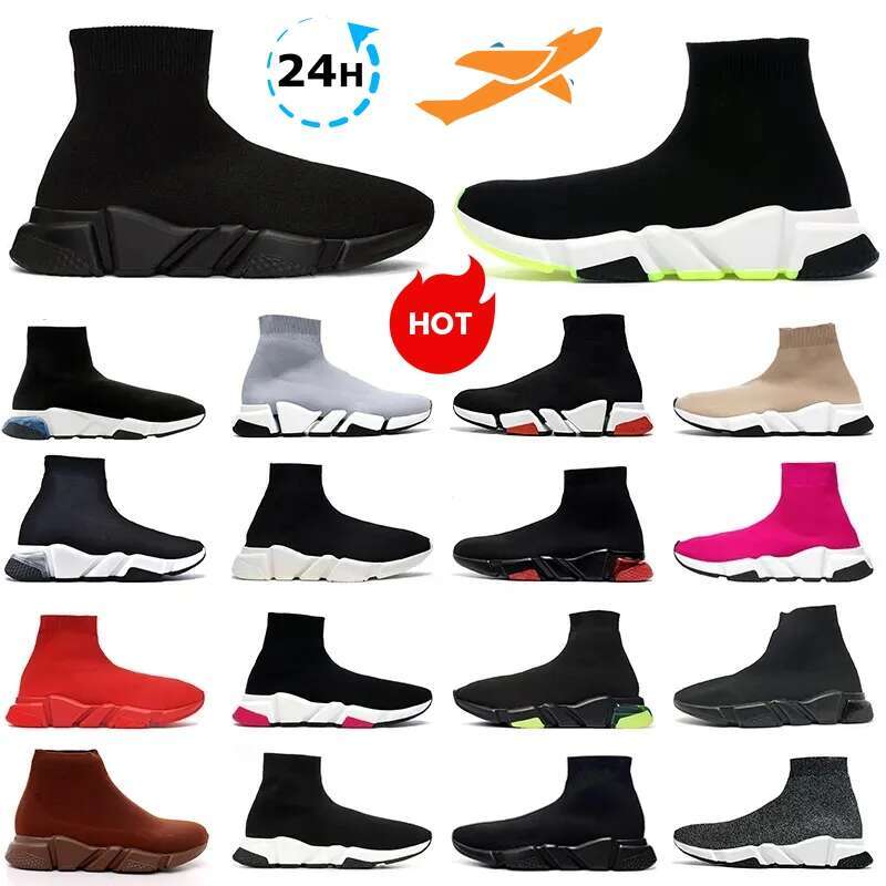 2025 Designer Comfortable Men and Women Graffiti White Black Transparent Sole Lace Neon Yellow Sports Socks Racing Flat Shoes Casual Shoes