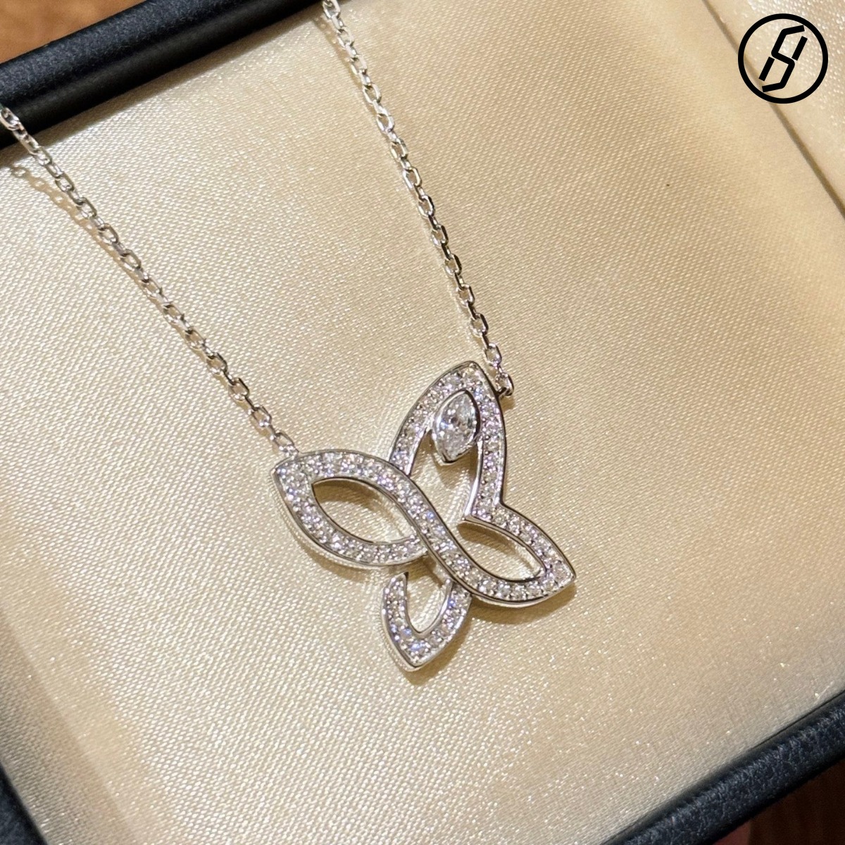 S925 Sterling Silver Seiko Star Same Style Necklace for Women Four-leaf Clover Full Diamond Diamond Pendant Urethra Butterfly Clavicle Chain