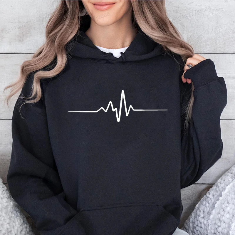 Mens Womens Casual Fashion Trend Hoodies Sweatshirt Spring and Fall Casual Outdoor Hoodies Heartbeat Line Print Hoodie 250801