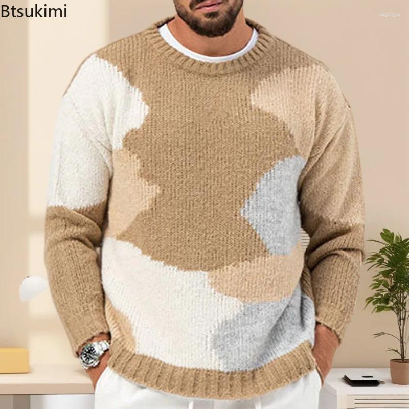 Men's Sweaters High Quality Jacquard Knitted For Men Autumn Winter Fashion Casual O-neck Pullvers Versatile Knitwear Clothing Tops