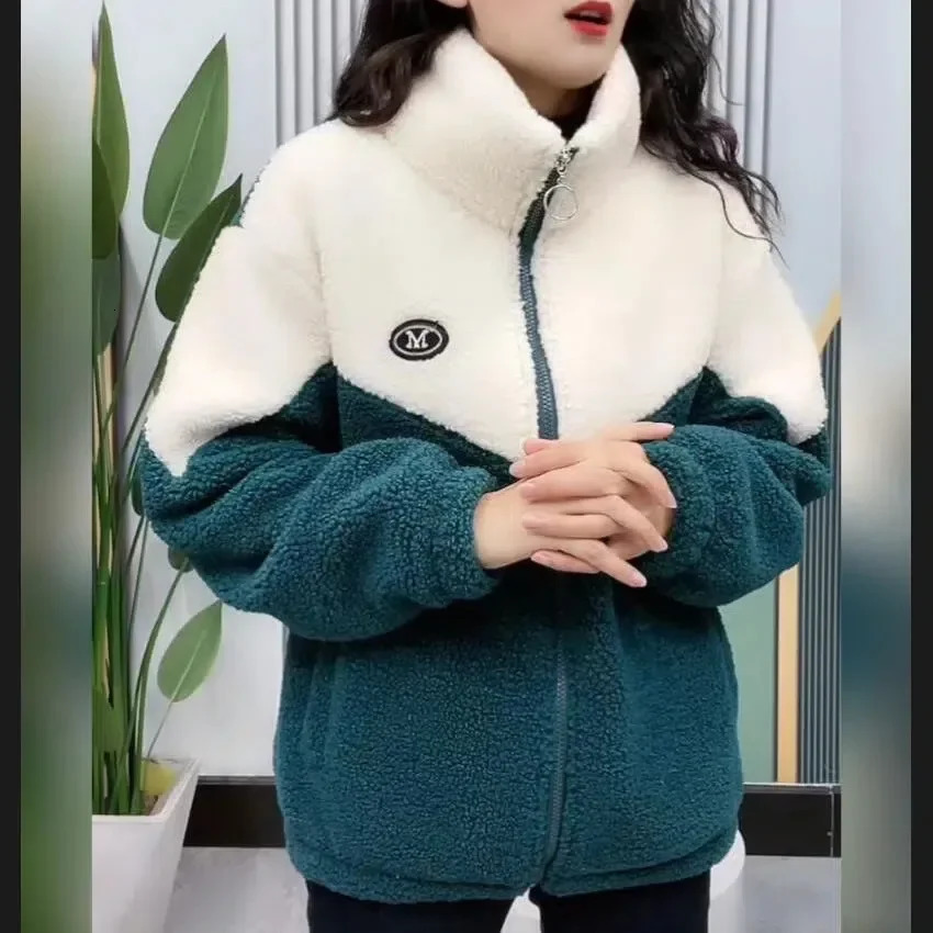 Women Jacket Colored Thickened Lamb Fleece Long Sleeve Mid Length Overcoat Warm Topcoat Quilted Top Autumn Winter Overgarmen 250801