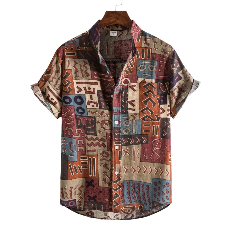 Summer Shirt Mens Shirts Tshirts Man Fashion Clothing Blouses Social Hawaiian Cotton High Quality Polo 250805