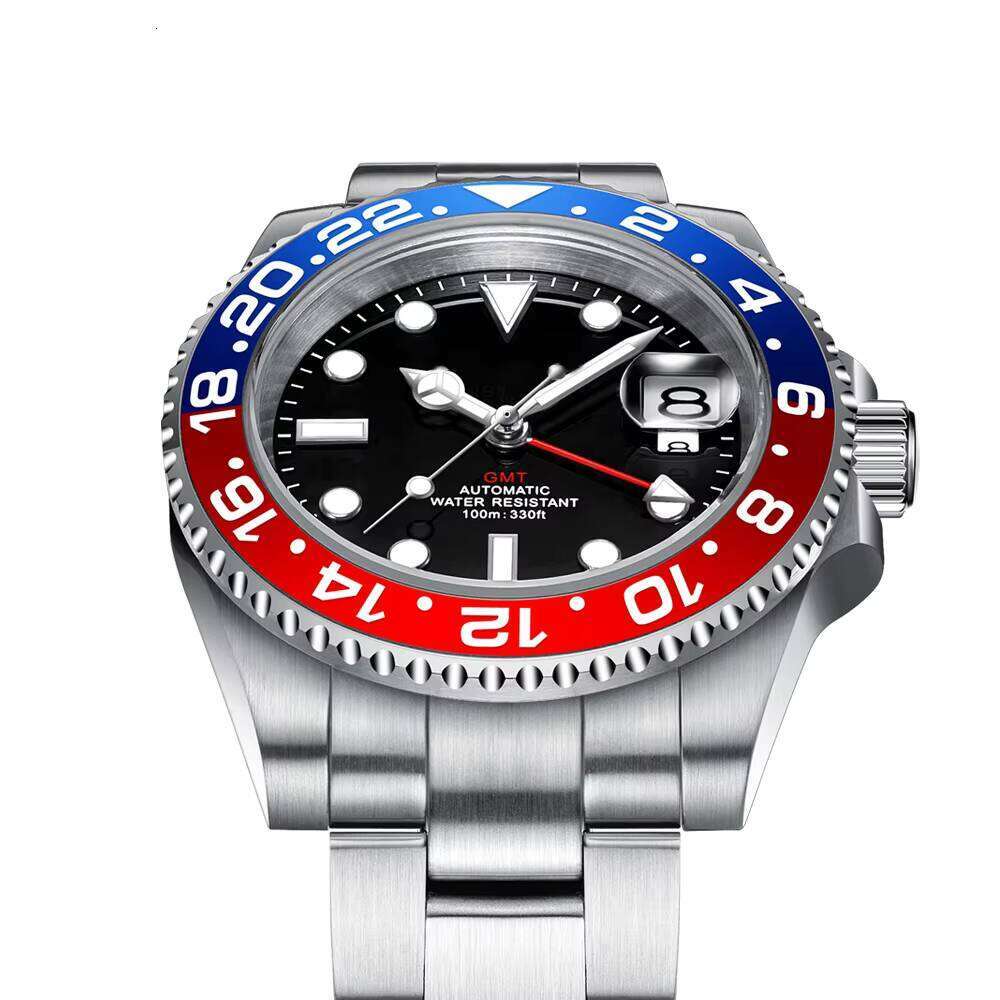 Montre mécanique en saphir véritable pour hommes, étanche 10atm, bracelet en acier, GMT NH34, automatique, Business, livraison gratuite
