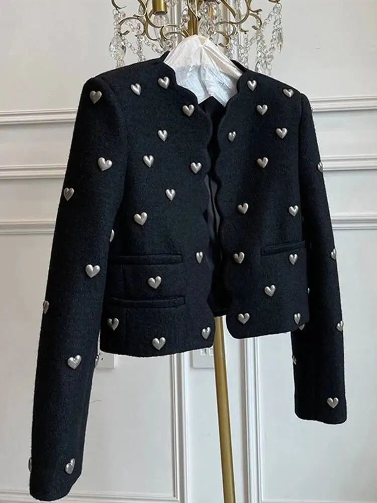Fashion Tweed Jackets For Women Round Neck Long Sleeve Woolen Short Coats Autumn Winter Korea Fashion Outwear 250801