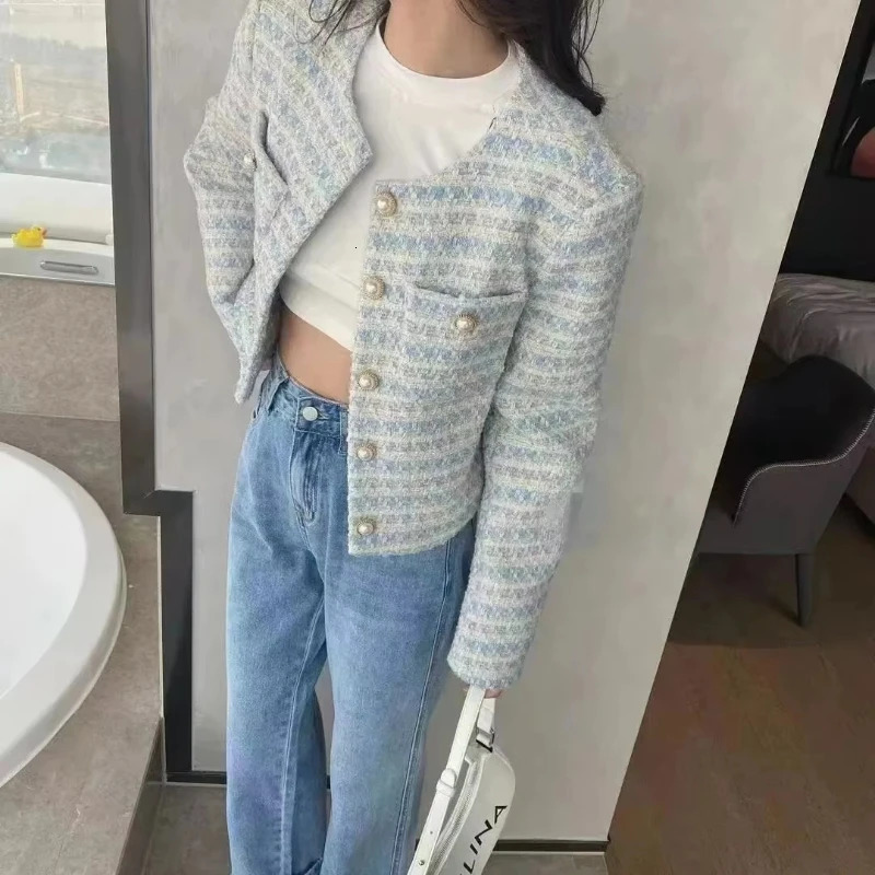 Elegant Tweed Short Jacket For Women Spring High-End Feel French Socialite Style Long Sleeve Top 250801