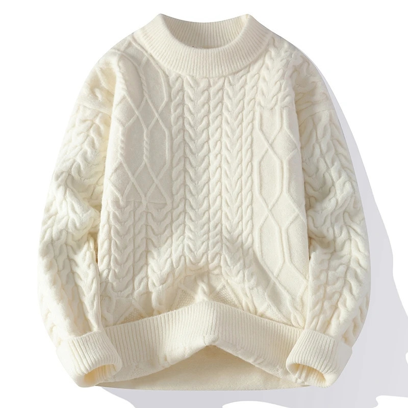 Autumn Winter Mens Knit Sweater Thick Round Neck Solid Color Knitted Pullovers Men Loose Youthful Vitality Casual Sweaters 250801