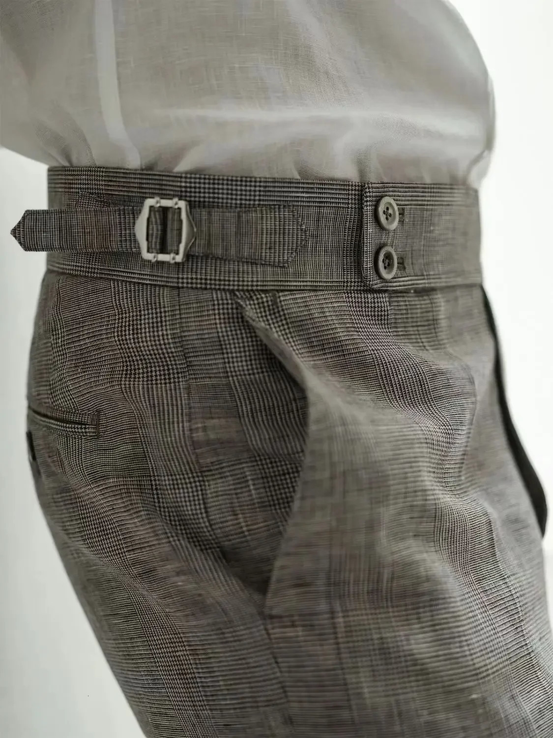 Men Pants Vintage Naples Linen Fashion Casual British Style High Waist Slim Fit Trousers Spring Summer Ankle-Length Suit Pants 250804
