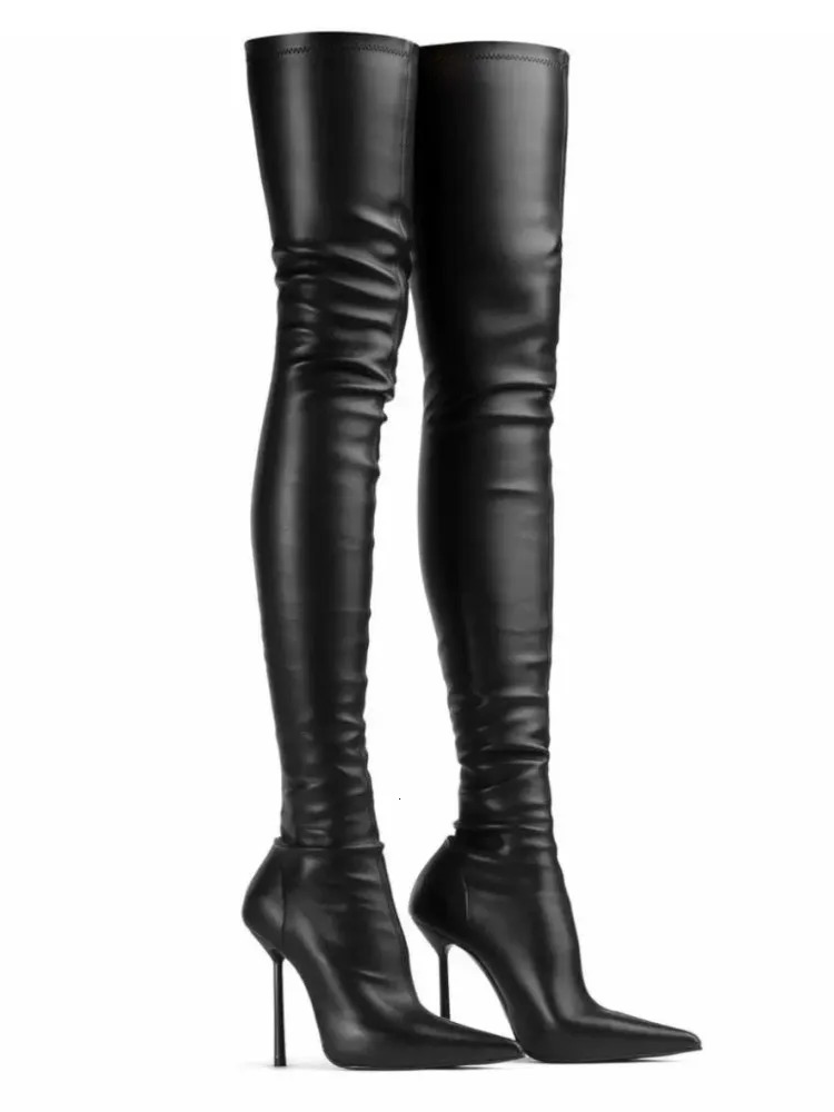 Autumn and Winter Slim Fit High Heels for Women Knee High Boots Pointed Elastic Slim Leg Boots for Women Long Boots 250804