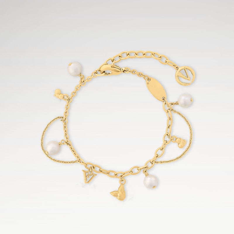 With BOX Designer Charm Bracelets White Pearl 18K Gold Plated Fashion Luxury Girls Bracelet Wedding Party Engagement Bangles High Quality