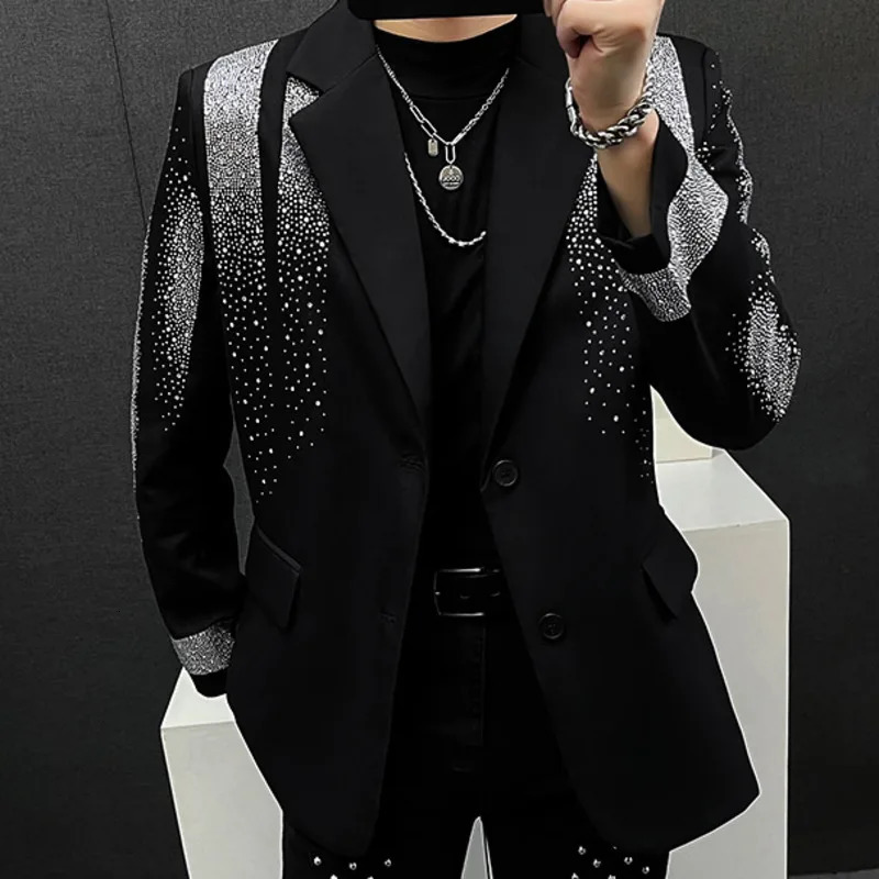 High Quality Diamond Blazer Mens Fashion Heavy Industry Diamond Punk Slim Suit Jacket Men Chaquetas Hombre De Vestir 250801