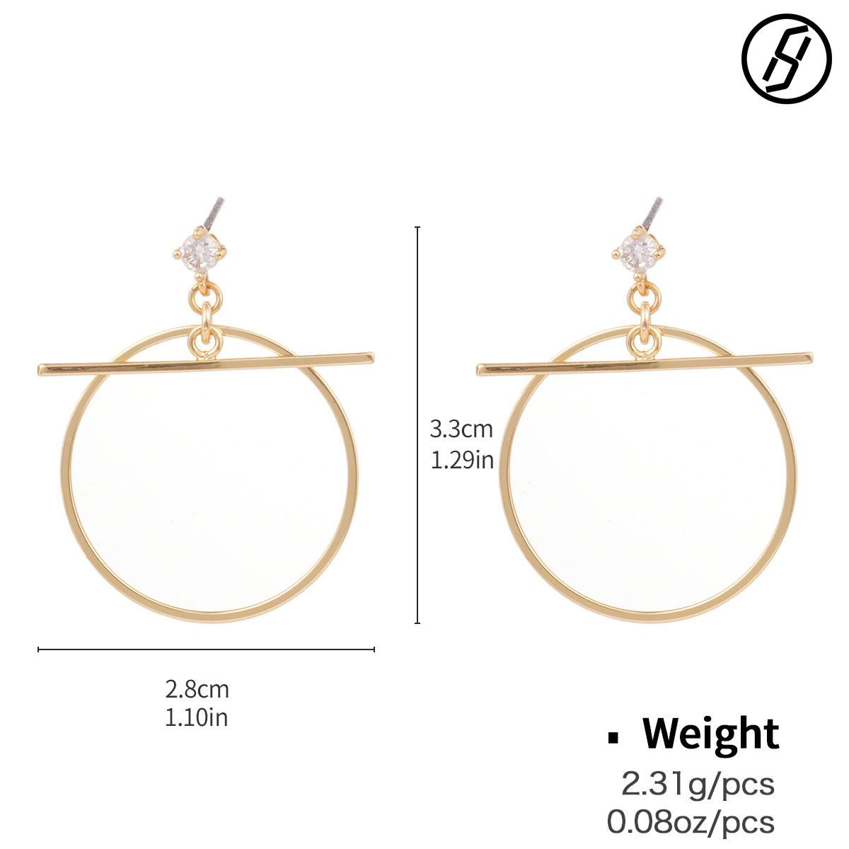 New Original Jewelry Fashion Classic Temperament Earrings European and American Design Lines Face Mask Geometric Copper Inlaid Zirconium HOOP Ring E