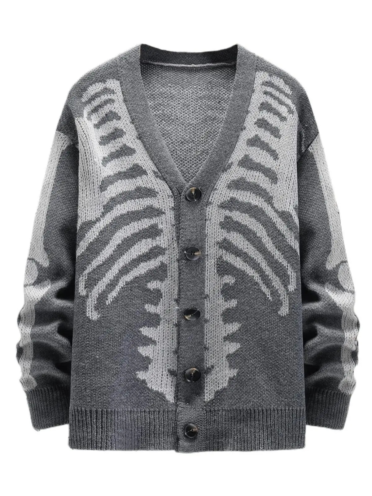 Mens Fashion Patterned Cardigan Sweater Long Sleeve Warm Knit Jacket 250801