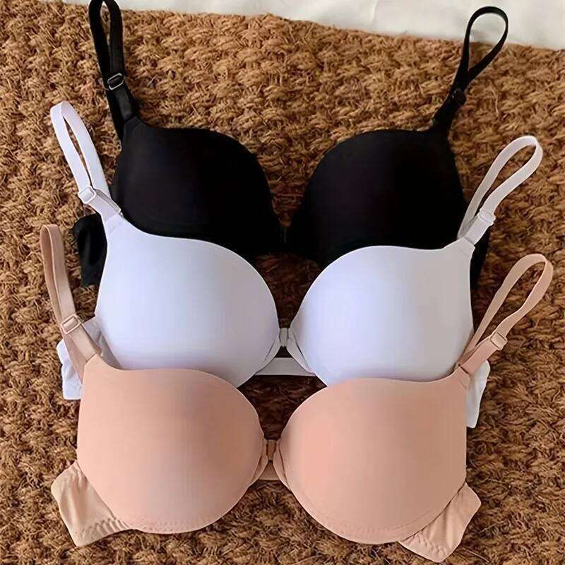 Bestseller 3Pcs Seamless Bra Sexy Gerie Up For Women B Cup Push Up Underwear Gather Front Closure Female Brassiere Small Bust Intim Ddmylion