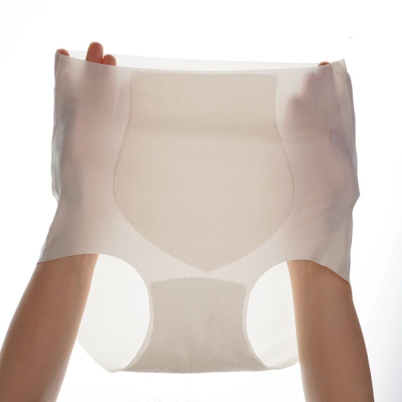 High Waist Ice Silk Seamless Underwear Ladies Summer Ultrathin Sense Quickdrying Panties L2XL Women Fitness Briefs 250805