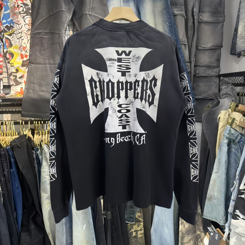 Streetwear Oversize Vintage Casual Tops Long Sleeve Loose Graphics Print T Shirt For Men