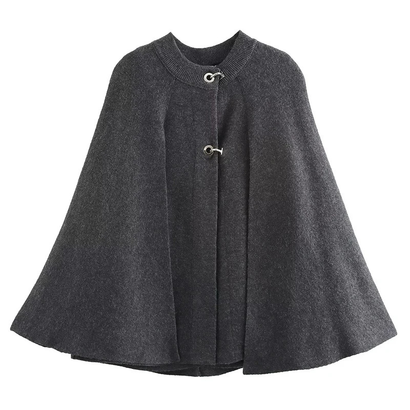 High Class Grey Knitted Cape Jacket Lady Winter Women Cloak Coat Camping Vocation Portable Warm Clothing Loose Tops Streetwear 250801