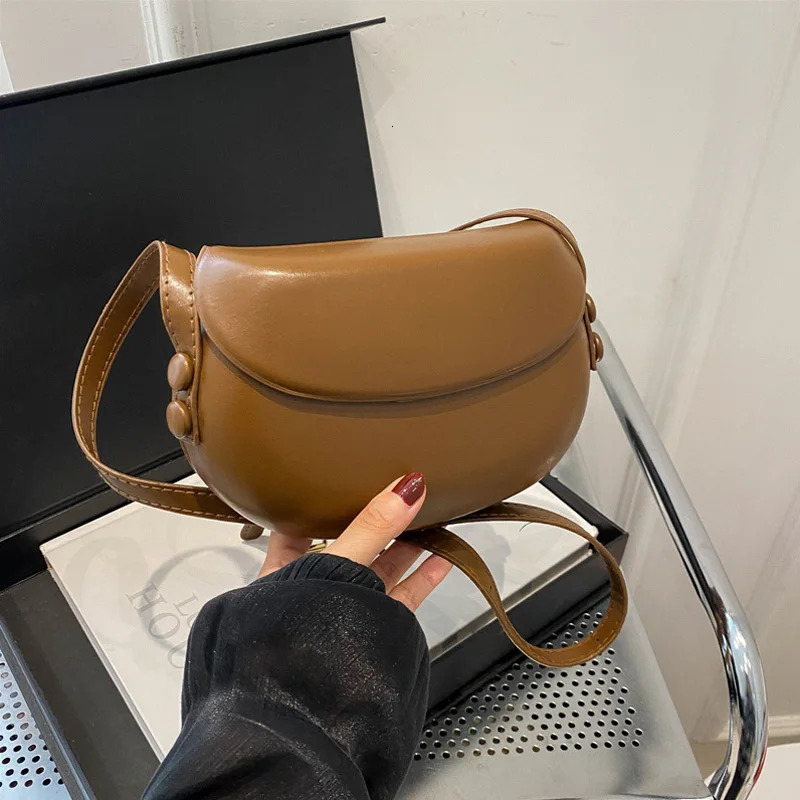 Simple Solid Color Womens Crossbody Bags For Daily Used Adjusted Strap PU Leather Casual Shoulder Bag Ladies Handbags 250805