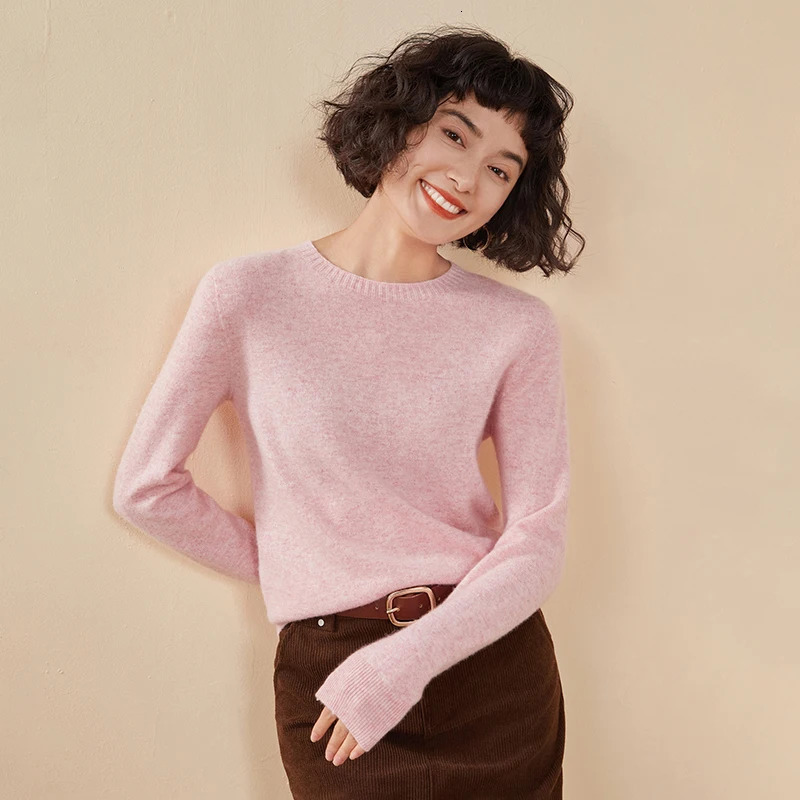 Womens pullover autumn/winter 100% pure cashmere sweater casual knitted sweater round neck loose Tops basic versatile Blouse 250801