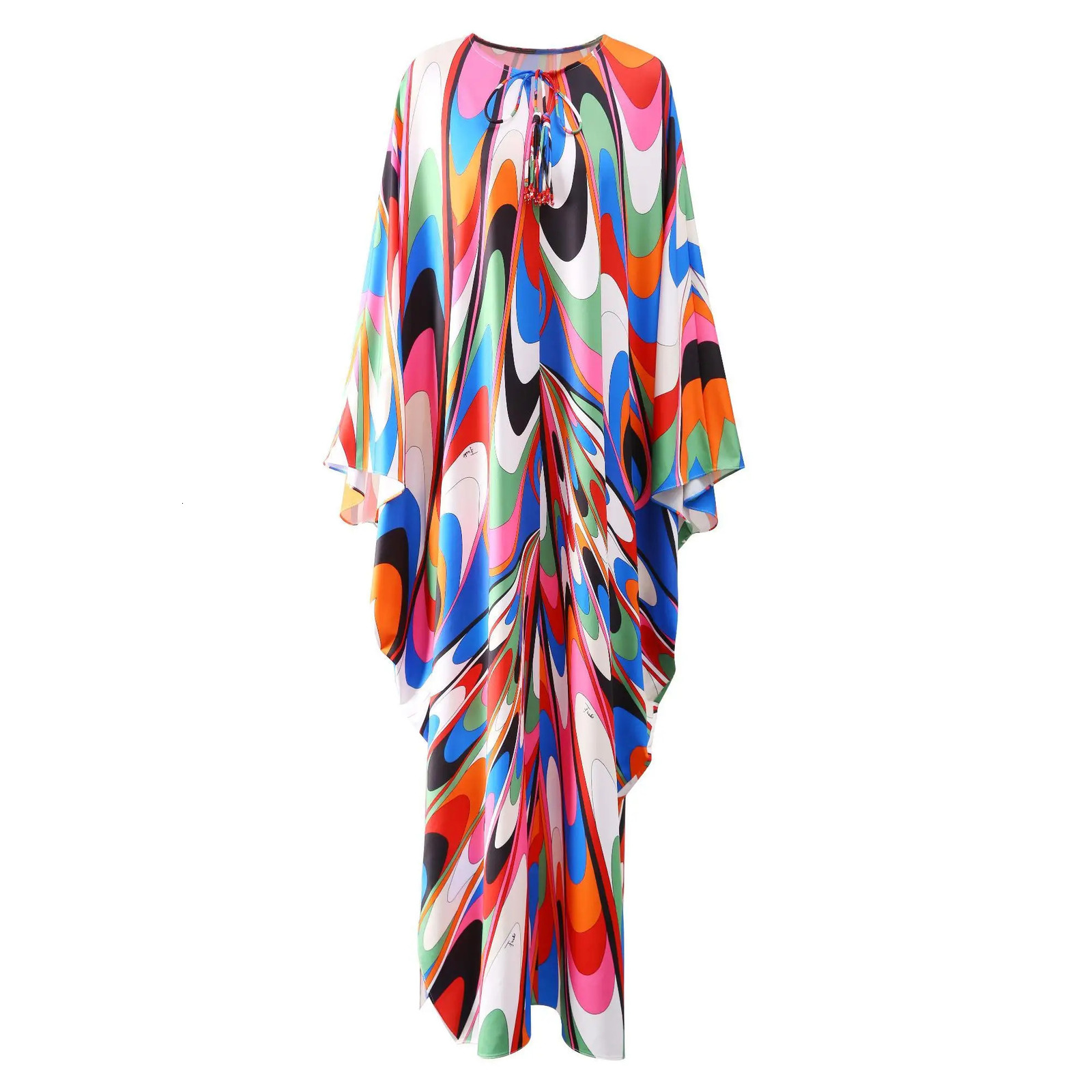 Fashion Spring Summer Style Bohemia Casual Dresses ONeck Batwing Sleeve Striped Printed Irregularity Loose Dress 250807