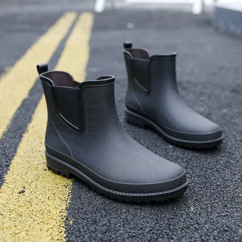 Rain Boots for Men Short Cooking Black Chef Kitchen Winter Man Shoes Warm Ankle Low Waterproof and Non-slip Fashion High Quality 250806