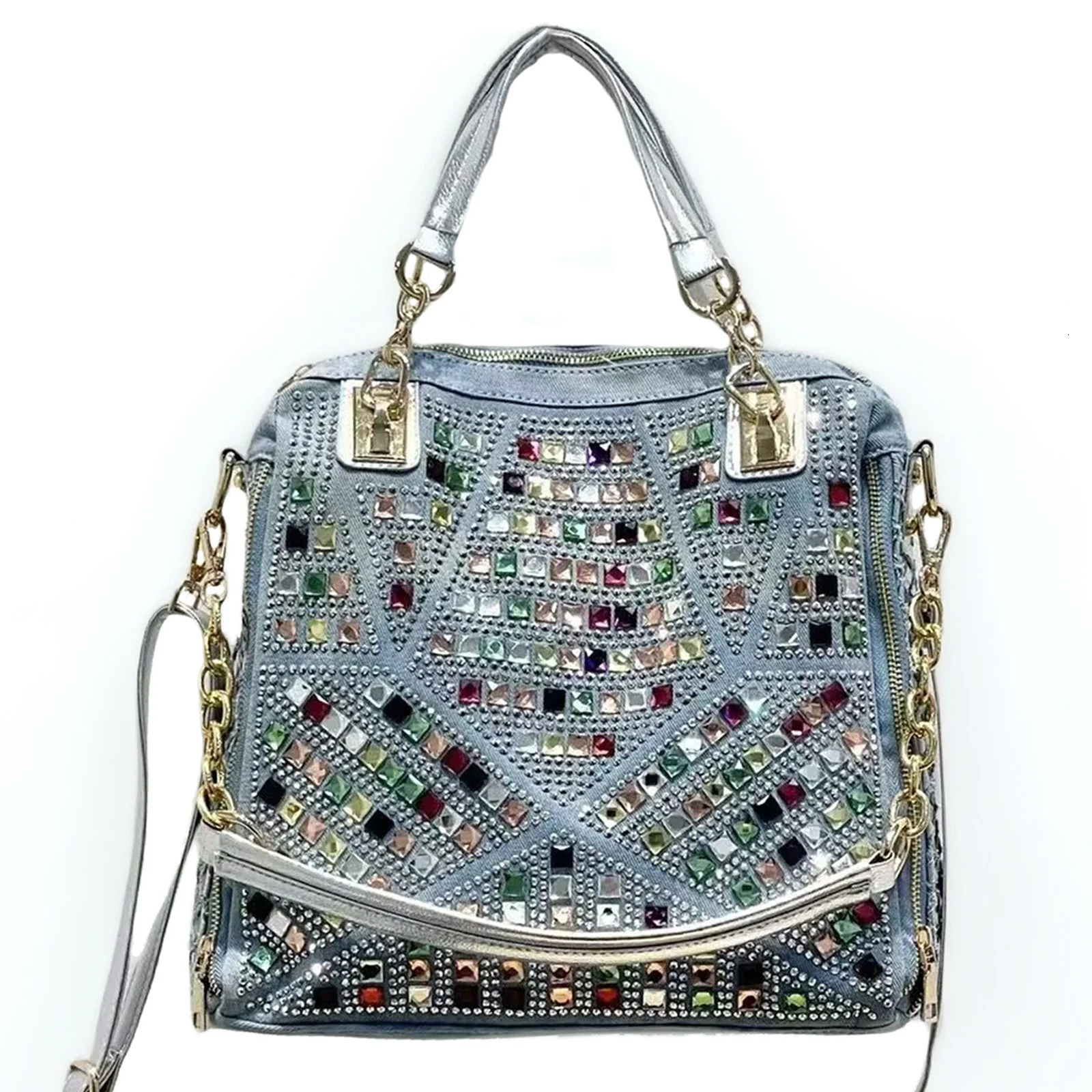 iPinee Bling Purses for Women Crystal Rhinestone Crossbody Bag Large Denim Jean Purses and Handbags 250801