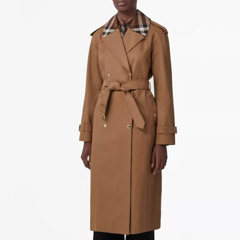 Luxury Women's Trench Coat Designer 2025 New European and American Luxury Striped Fashion Polo Neck Loose Women's Midi Trench Coat Asian S