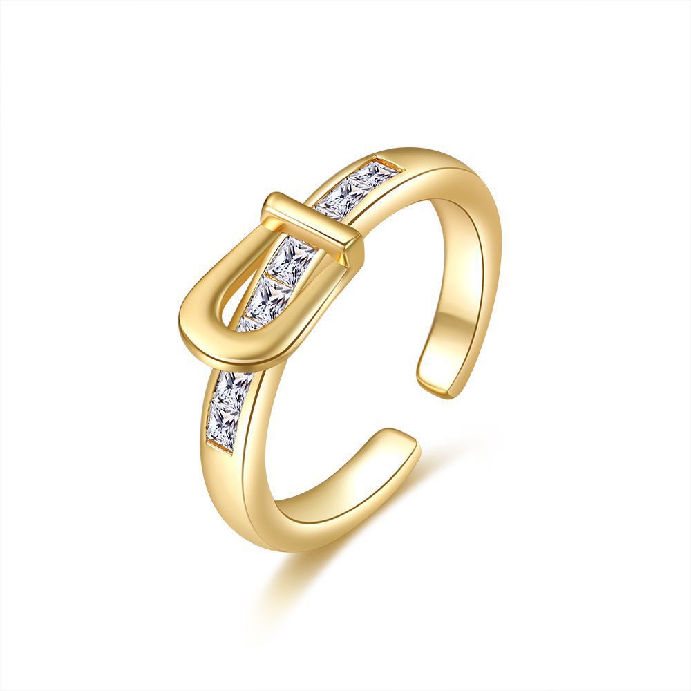 New Horse Hoof Open Finger Ring Minimalism Full Zircon Diamond Finger Ring Jewelry Props Accessories Gifts Geometric Jewelry wholesales drop ship