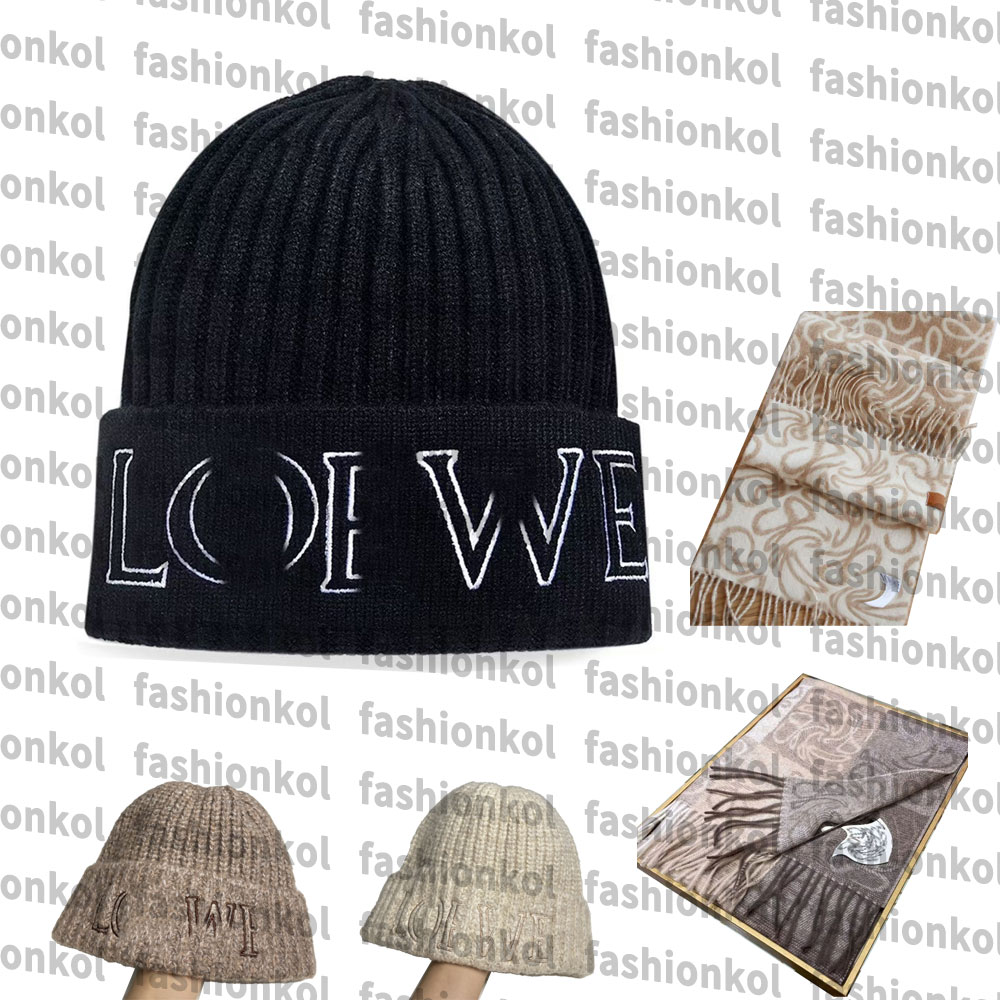 Écharpe de créateur et bonnet de bonnet ensemble pour les femmes hommes de luxe Hiver tricot Scarpe Unisexe 2025 Chapeau marron et foulard écharp