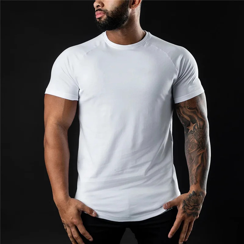 Cotton T-shirt Summer Mens Athleisure Workout short sleeve Muscle Fitness T-shirt High Quality Men T-shirt Gym Sport Shirt Tops 250804