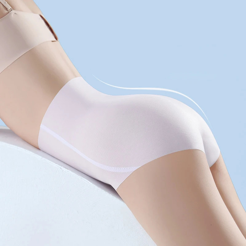 High Waist Ice Silk Seamless Underwear Ladies Summer Ultrathin Sense Quickdrying Panties L2XL Women Fitness Briefs y250805