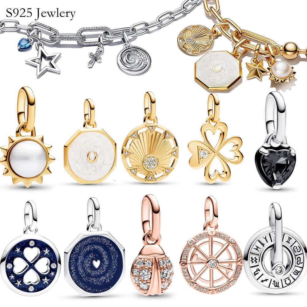 925 Sterling Silver Authentic 1:1 Fashion Me Charm Fit Me Bracelet Black Chakra Heart Mini Pendant Lucky Ladybug Bead Pendant Free Shipping