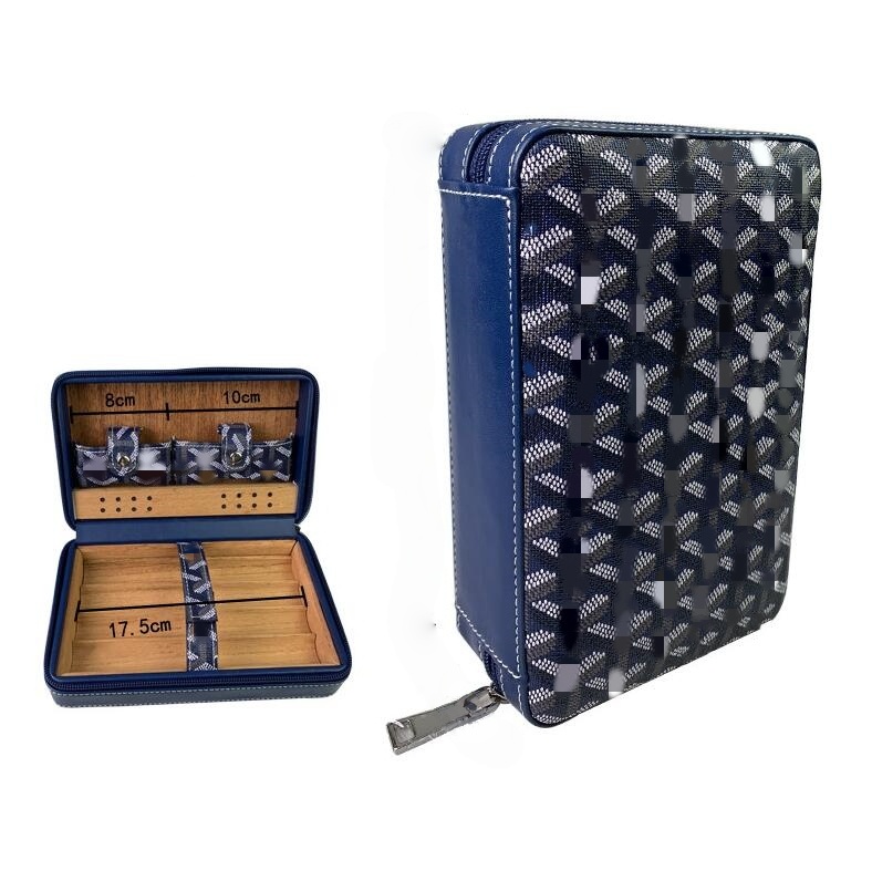 High quality designer large capacity cover business leather glossy cigar moisturizing box portable travel storage cigarette case-image-1079978928