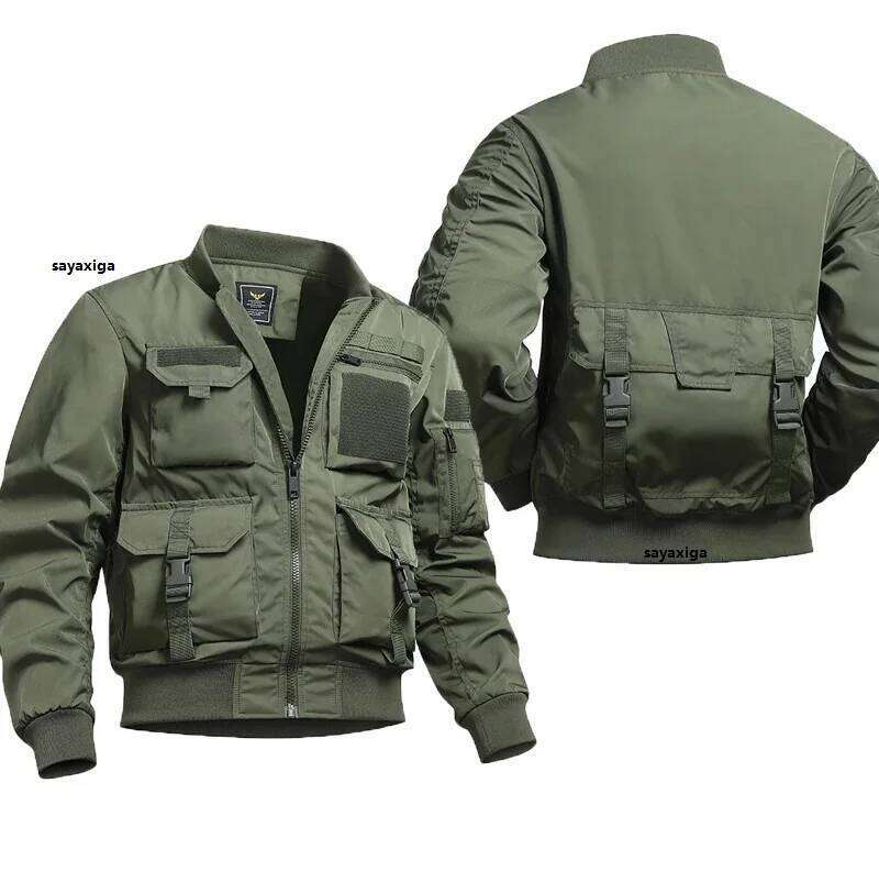 Designer Clothing 2025 Air Force Fly Pilot Flight Tactical Bomber Jacket Men Winter Warm Aviator Motorcycle Overcoat Baseball Uniforms