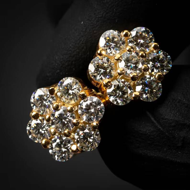 Hiphop Iced Out VVS Moissanite 925 Silver Women Mens Earrings Pass Diamond Tester Bling Moissanite Earrings