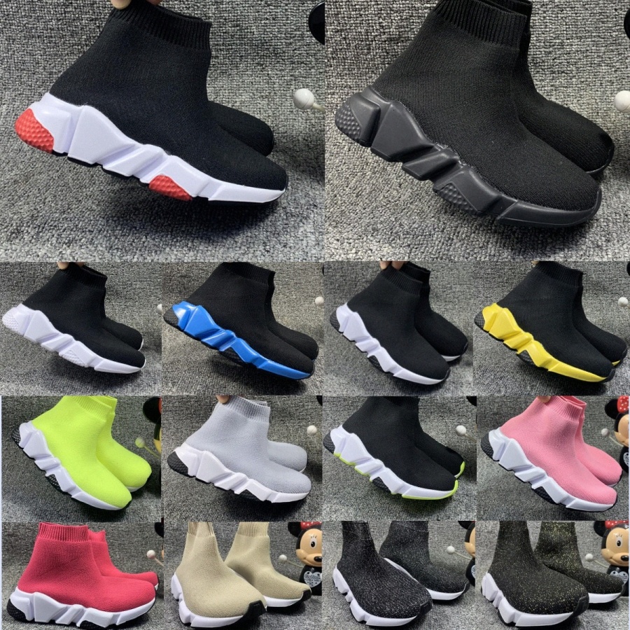 Kids Shoes Designer Toddlers Speed Sock Boots Boys Girls baby Outdoor Trainers Children Youth socks Running Sneakers Black White Pink R0qsD#-image-878924572
