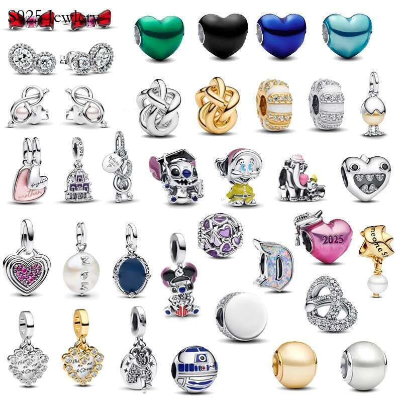 2025 NEW 925 Sterling silver Loose Heart Beads New Love Charms Heart Bead High Quality DIY Accessories Mother's Day Gift