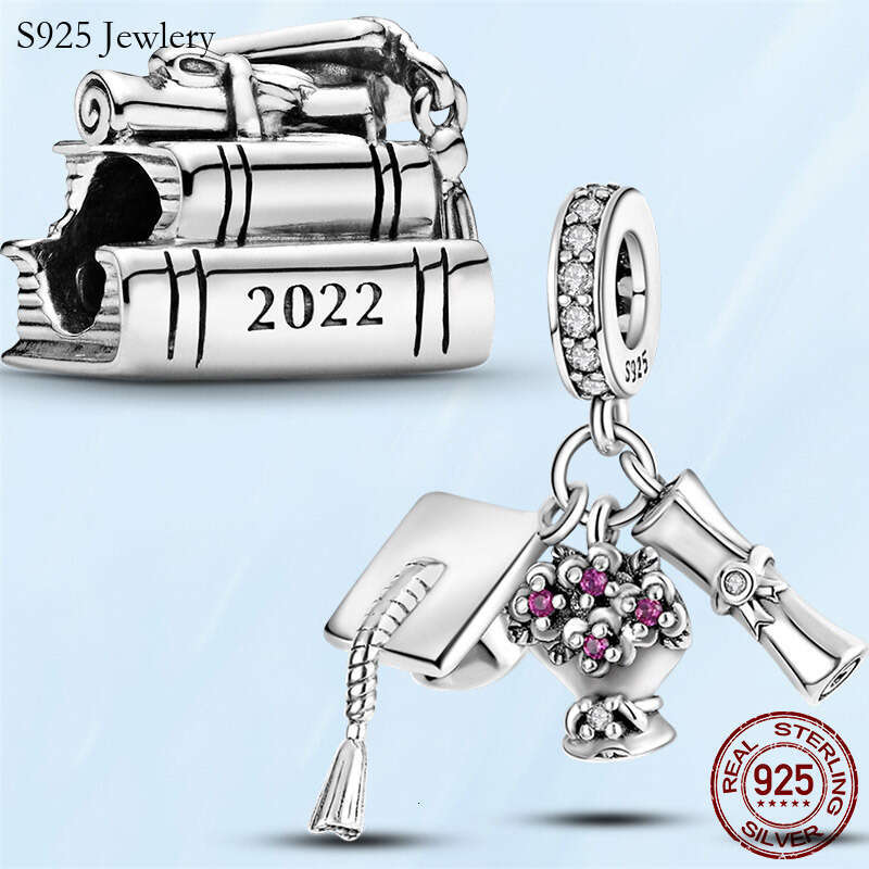 2025 NEW 925 Sterling Silver Graduation Certificate Charm Hanging Jewelry Suitable For Bracelet DIY Fashion Jewelry