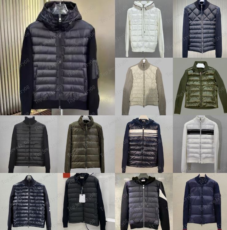 Designer Women Down Parkas Mens Embroidered Badge Stand Collar Knitted Splice Sweater Lightweight Down Jacket Sweater Puffer Jacket Fluffy Coat S-image-996435936