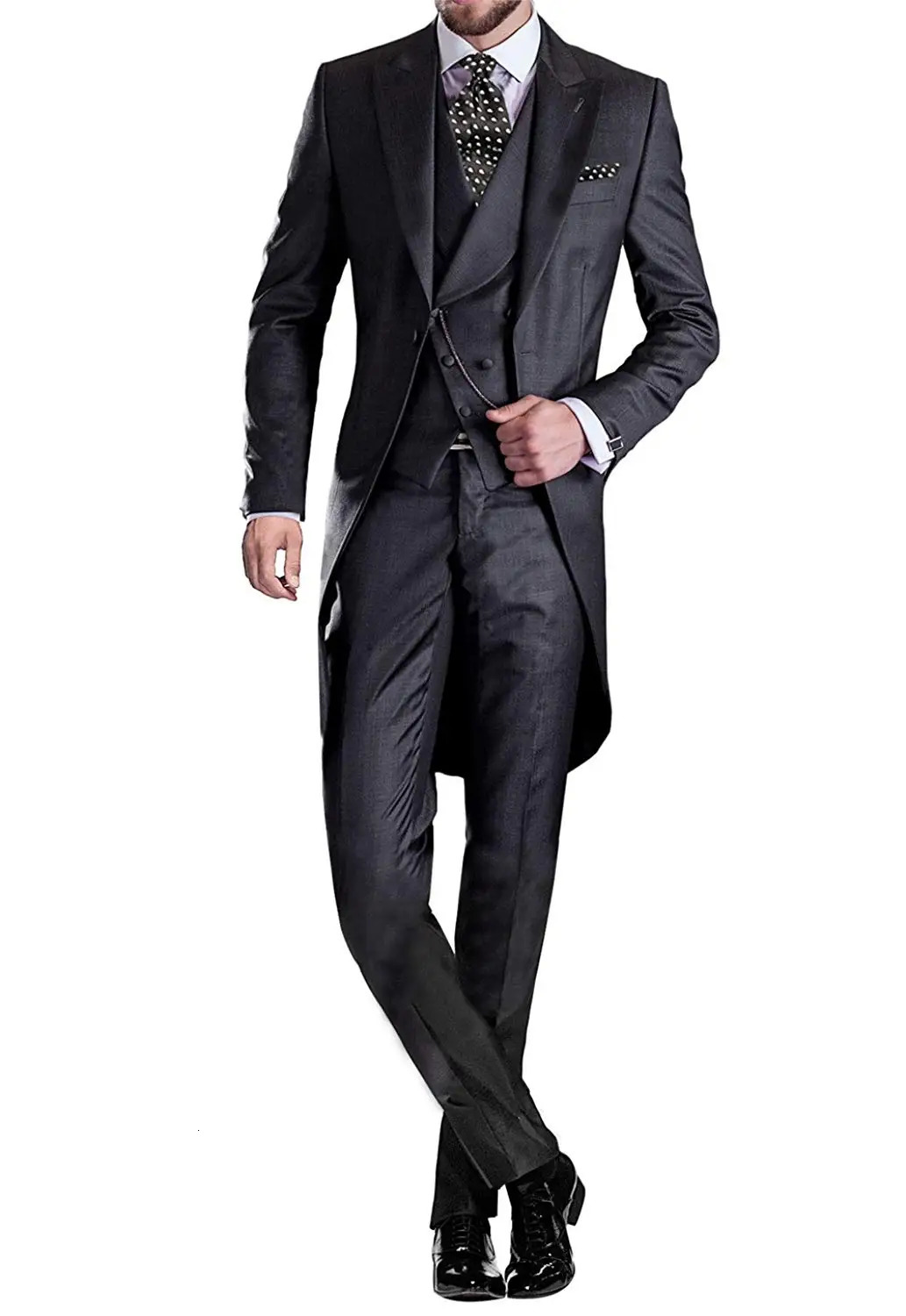 Solid Mens Tailcoat Suit Set Business Tuxedos for Men Wedding Suit Coat Pants Vest 3 Pcs Set Dress Blazers Jacket Trousers 250807