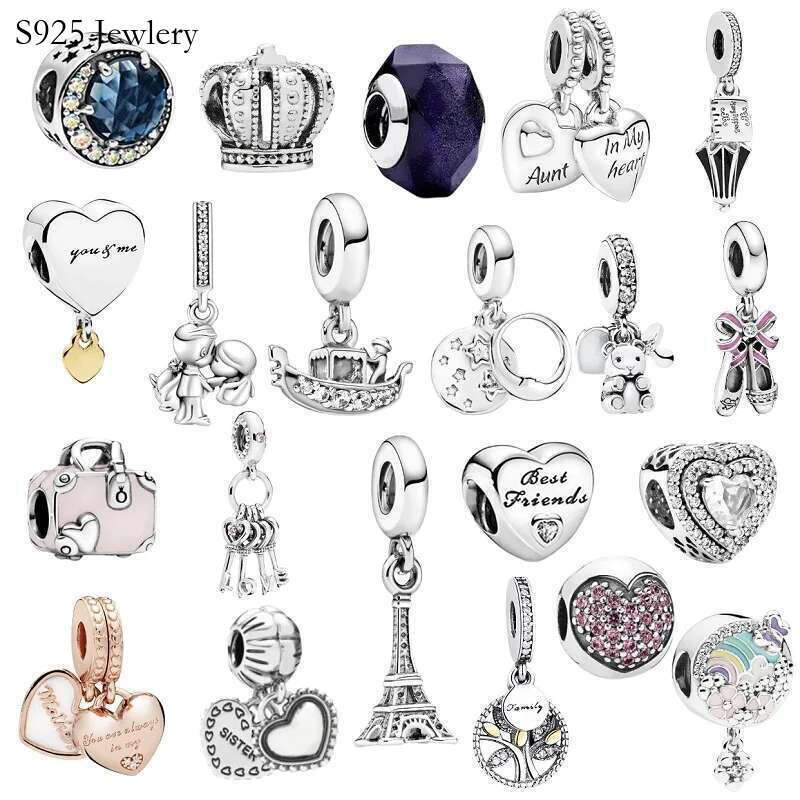 2025 NEW Authentic 925 Sterling Silver Classic White Love ToFlower Home Tree Crown Charm Beads For Women DIY High Jewelry Gift Making