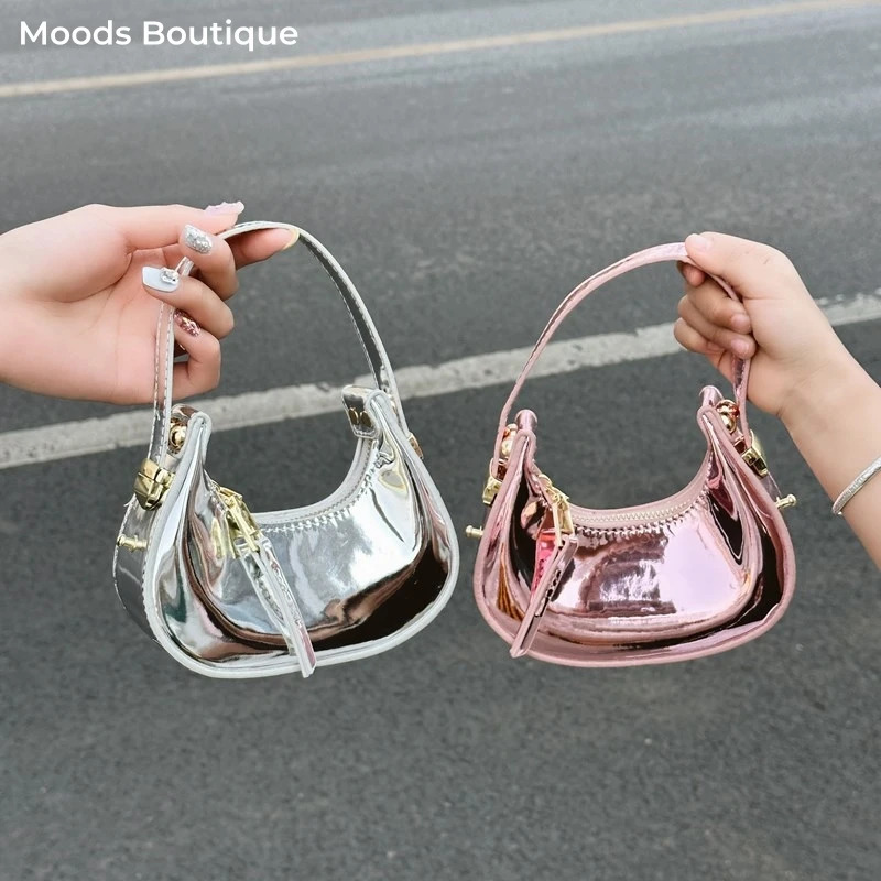 MOODS Cute Mini Round Top-handle Bags For Girl Shiny Lipstick Bag y er Purses And Handbags Exquisite Evening Bag 2025 250804