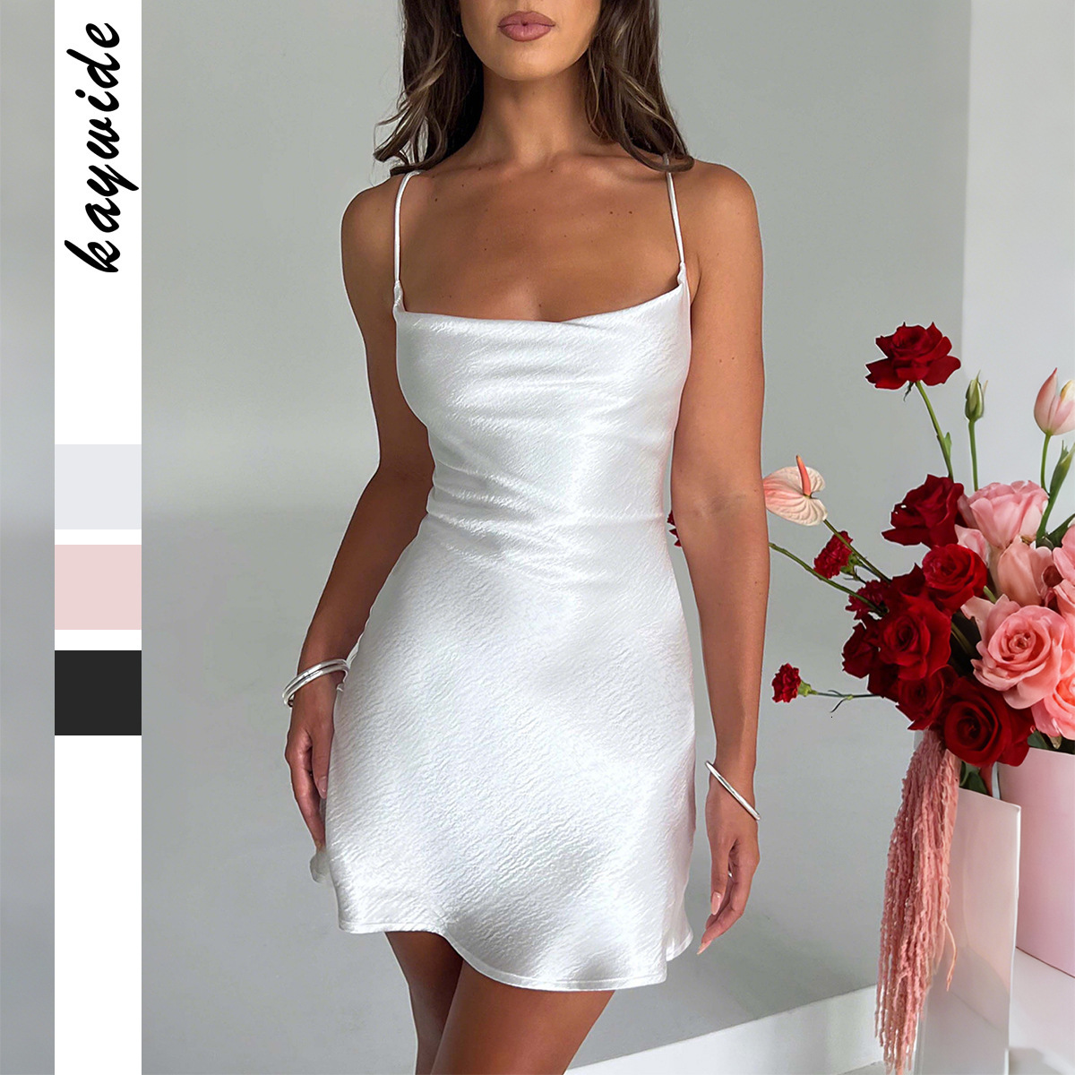 Elegant Style Spaghetti Strap Short Backless Dress Women's Fashion 2025 Autumn Winter