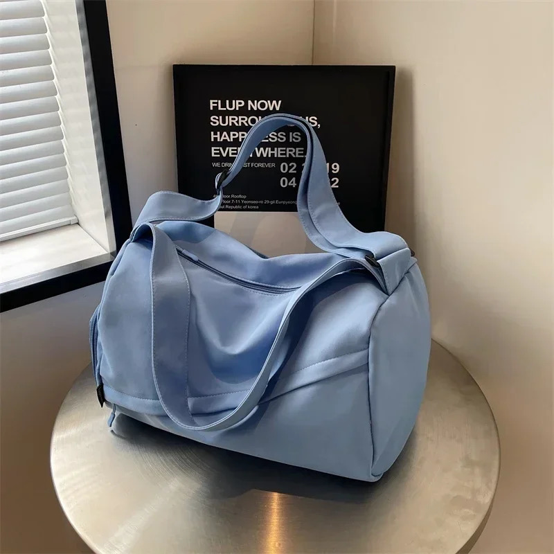 Denim Zipper Soft and Versatile Travel Duffels Bag Product Solid Macaron Color Series Large Capacity Casual Shoulder Bag 250801