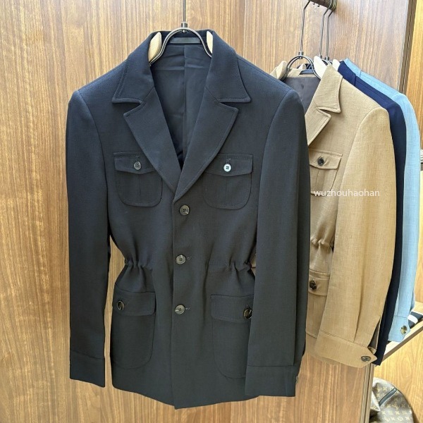 Luxury Blazers for Men Linen Business Casual Slim Suit Jacket L1289