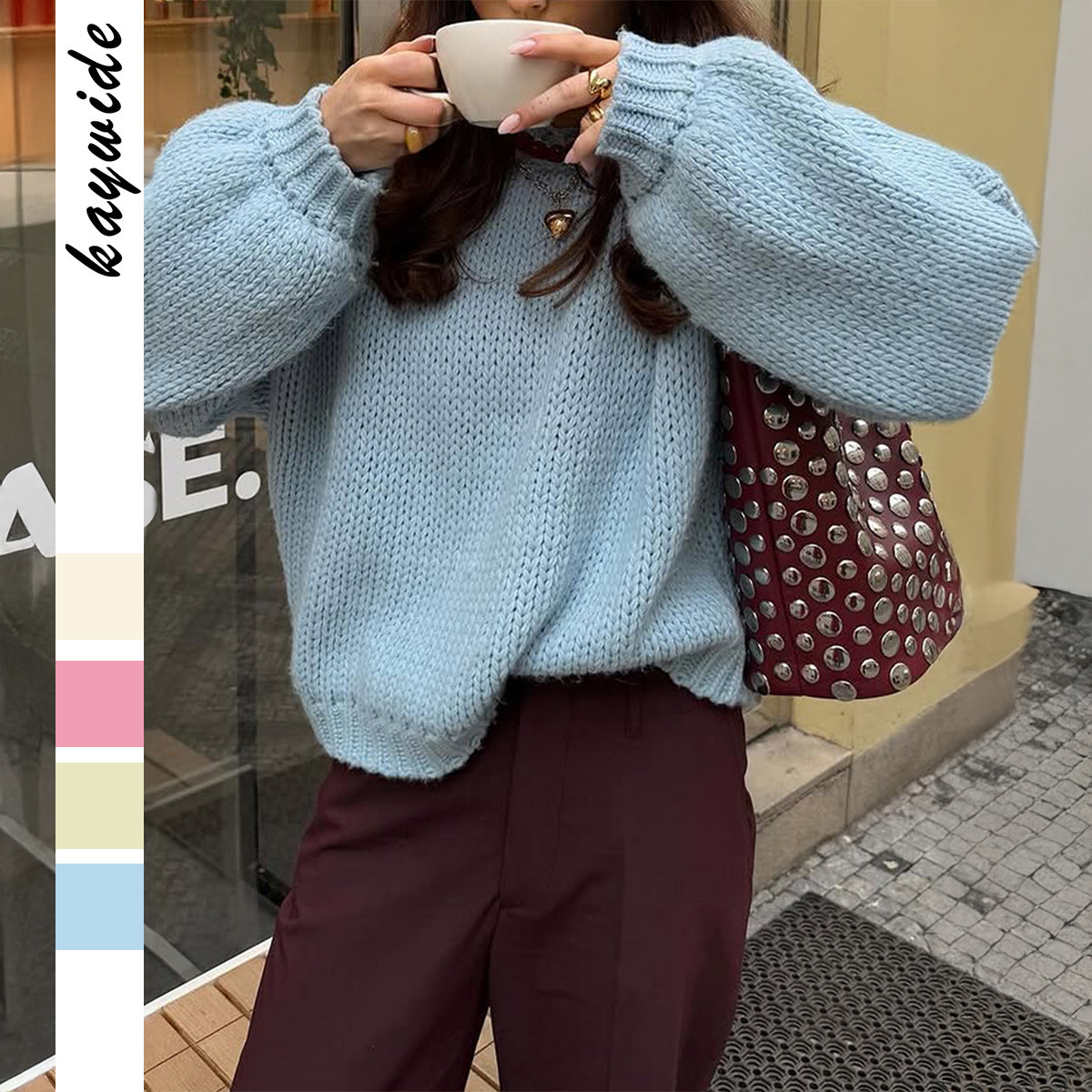Casual Simple Round Neck Long Sleeve Lined Sweater Women's Fashion 2025 Autumn Winter